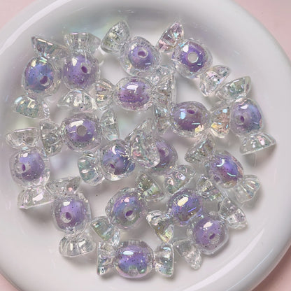 Transparent Candy Acrylic Beads 15x31mm Glossy Pastel 10pcs 11