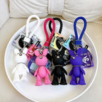PVC Fashion Leather Rabbit Couple Keychain Cute Animal Charm 2