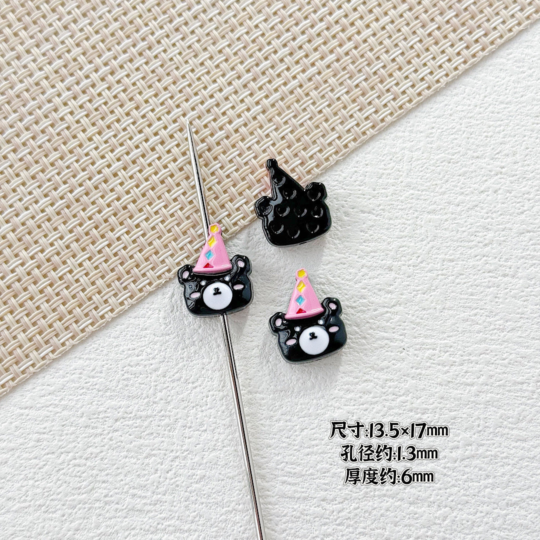 Dolphin and Birthday Bear Metal Beads 15 17mm Painted Alloy 10pcs 21