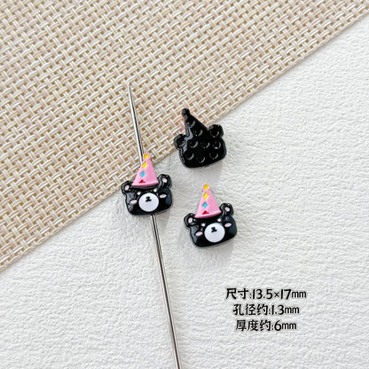 Dolphin and Birthday Bear Metal Beads 15 17mm Painted Alloy 10pcs 21