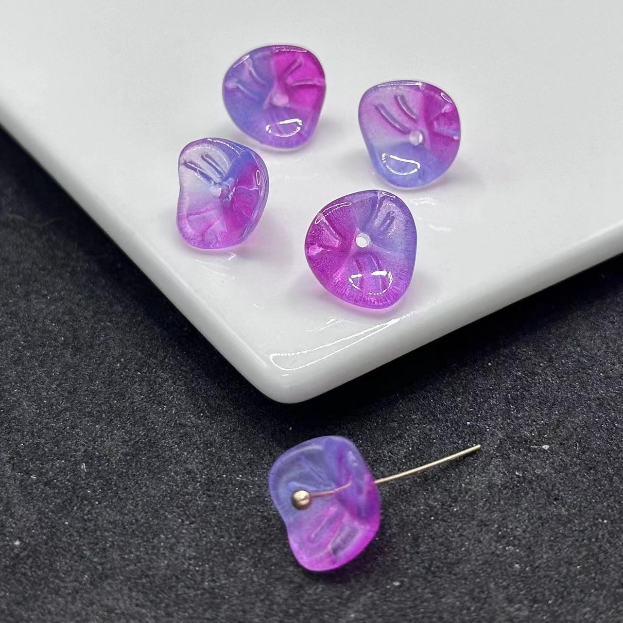 Czech Glass Beads Morning Flower Glory 9x12mm Translucent 100pcs 3
