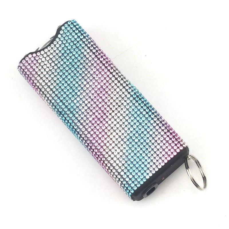 Rhinestone Self Defense Keychain Rechargeable Flashlight Electric Shock 10