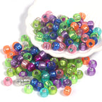 Clear Silver Filled Pony Beads Acrylic 9mm Translucent Colors 200pcs