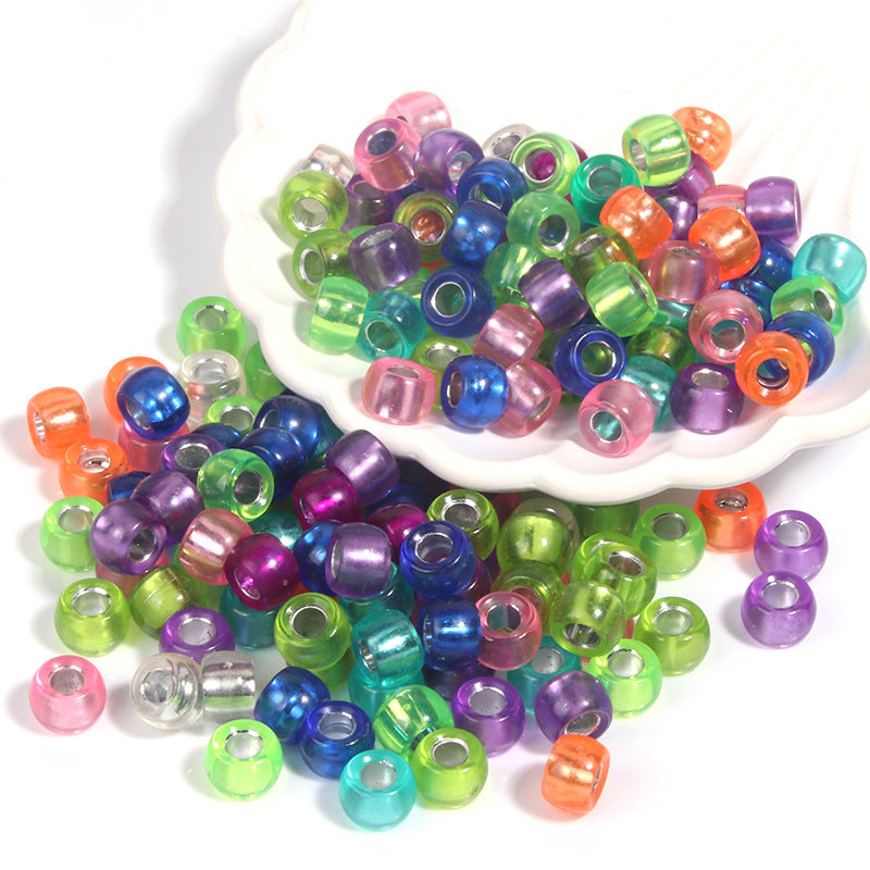 Clear Silver Filled Pony Beads Acrylic 9mm Translucent Colors 200pcs