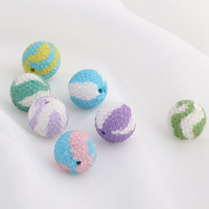 Rhinestone Round Clay Beads 16mm Golf Pattern Bubblegum 10pcs