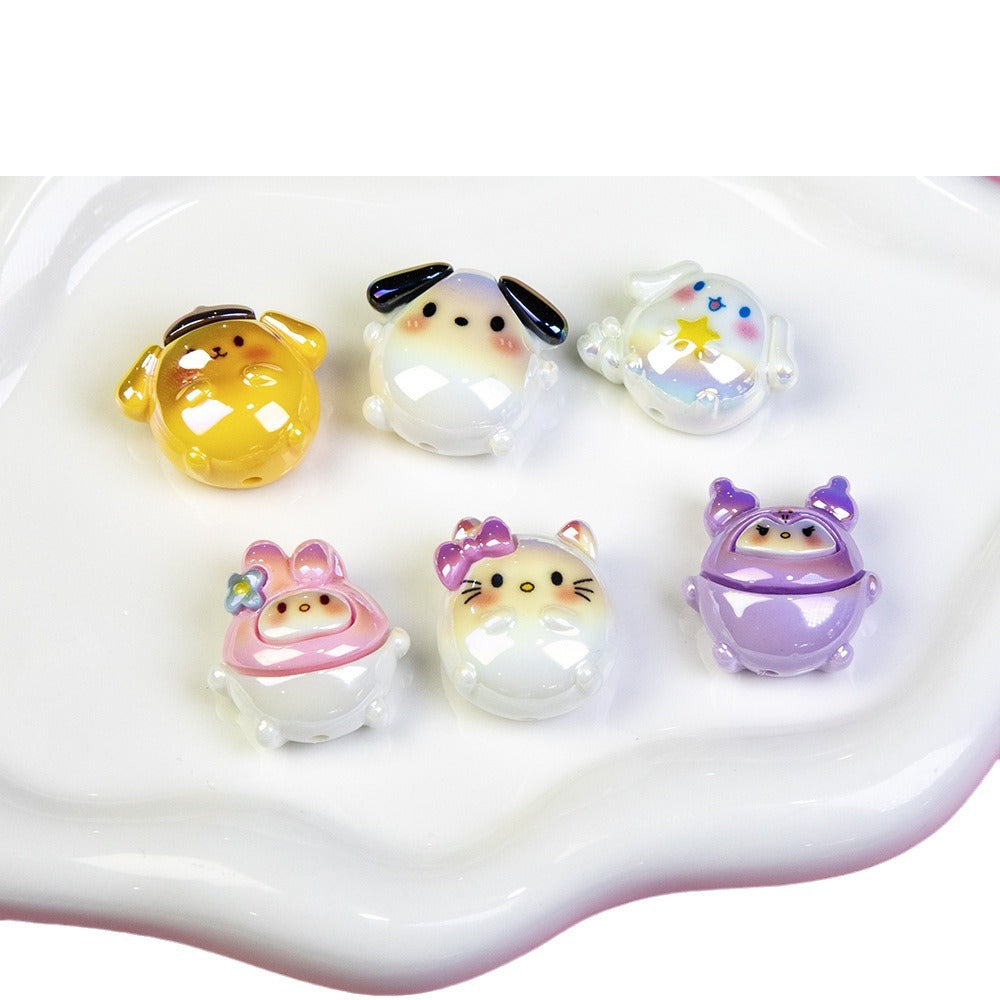Chubby Sanrio Character Resin Beads Glossy Pastel Spheres 20pcs 5