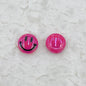 UV Plating Flat Round Acrylic Beads 15mm Glossy Smiley Face 1pc 13