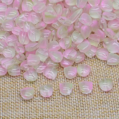 Gradient Tulip Petals Leaves Glass Beads Petal 9mm Leaf 14mm 100pcs 12