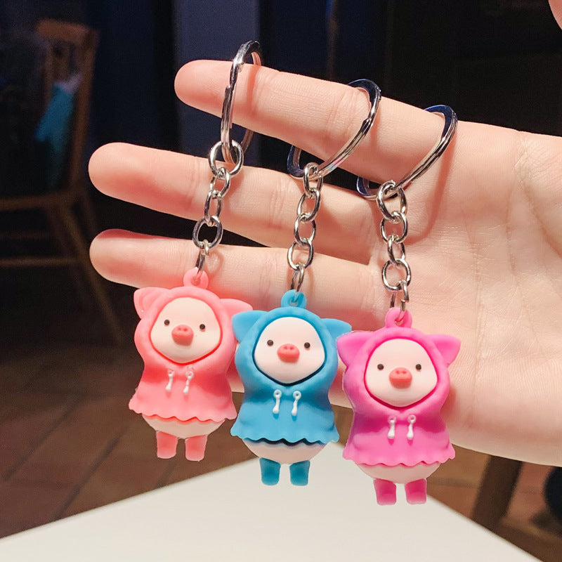 Cartoon Silicone Pig Keychain Cute Animal Charm in Bright Colors 3