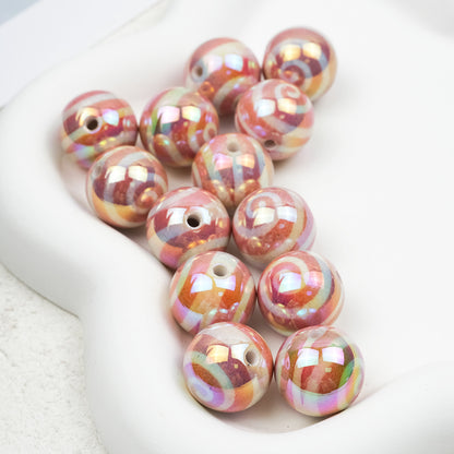 UV Plating Round Acrylic Beads 16mm Lollipop Rotating Pattern 50pcs 4