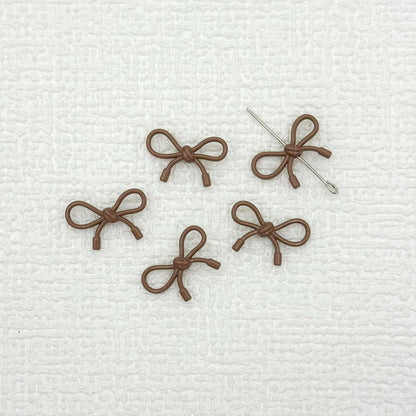Hollow Bow Metal Beads 13x12mm Glossy Baking Painted Alloy 20pcs 21