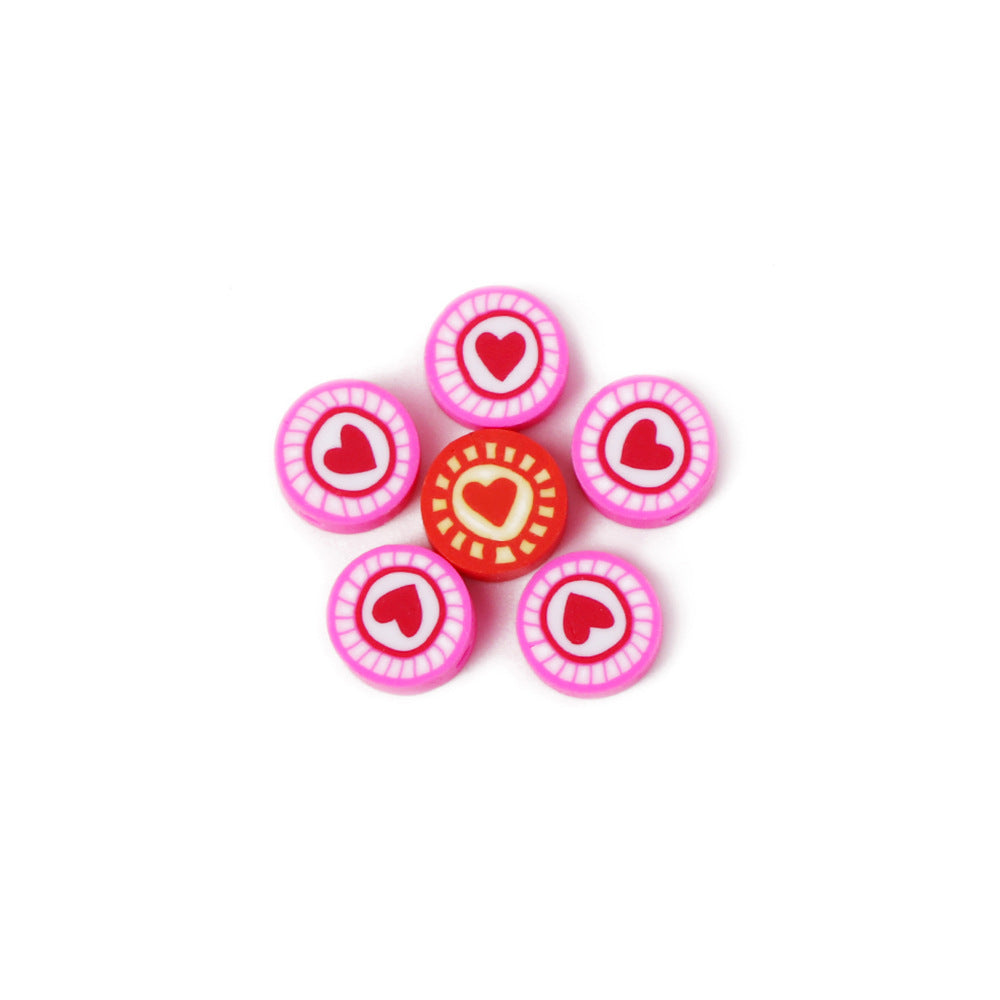 Flat Clay Beads 9mm Love Color Spot Polymer 100pcs 5