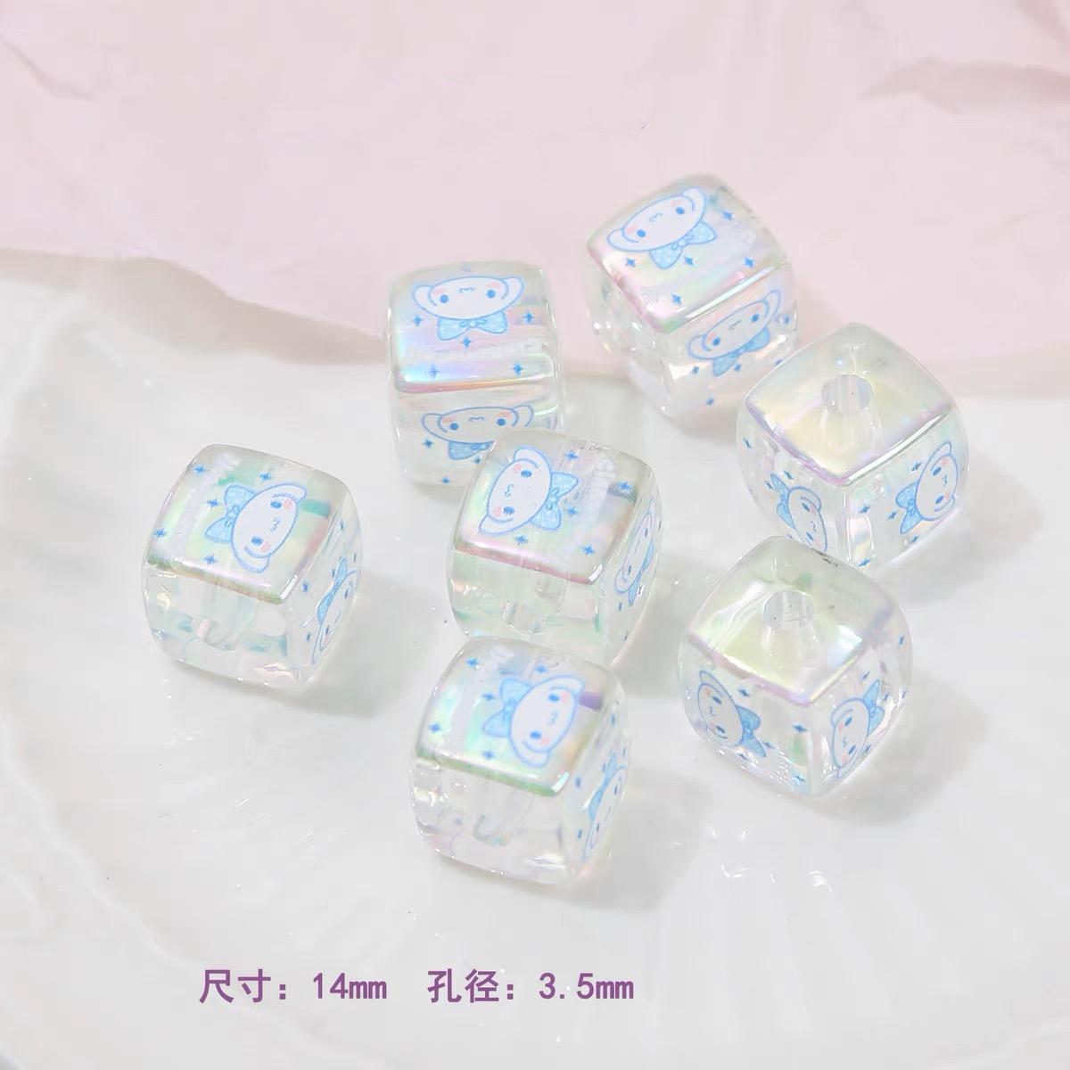 Clear Square Acrylic Beads 14mm Sanrio Cartoon Designs 10pcs 7