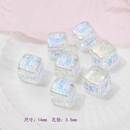 Clear Square Acrylic Beads 14mm Sanrio Cartoon Designs 10pcs 7