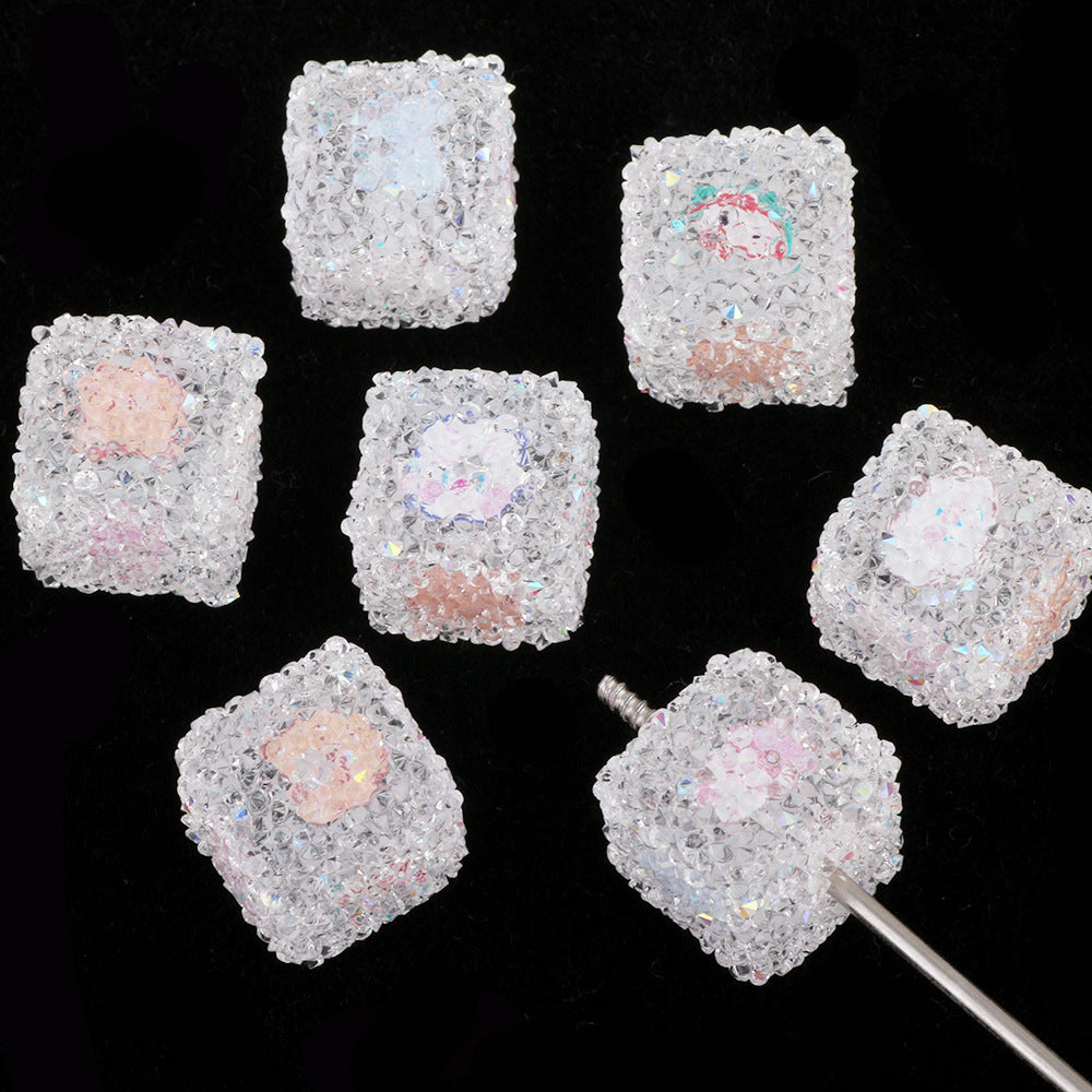 Crystallized Sugar Texture Heart Acrylic Beads 16mm Colorful 10pcs 5