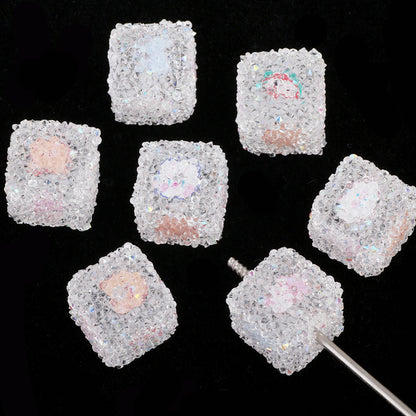 Crystallized Sugar Texture Heart Acrylic Beads 16mm Colorful 10pcs 5