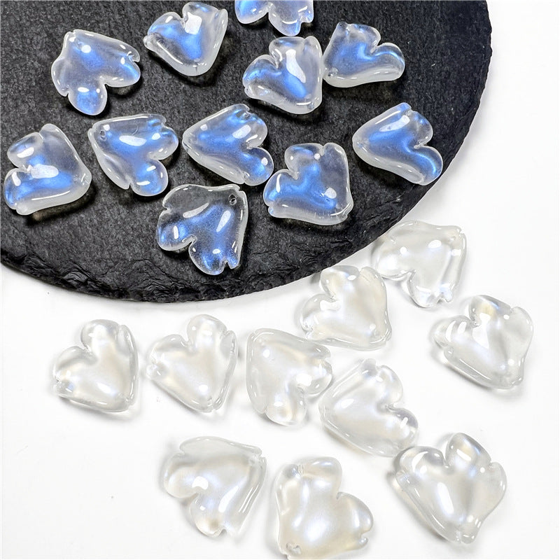 Czech Glass Beads Peony Petal 19mm Translucent Lavender Heart 50pcs 17