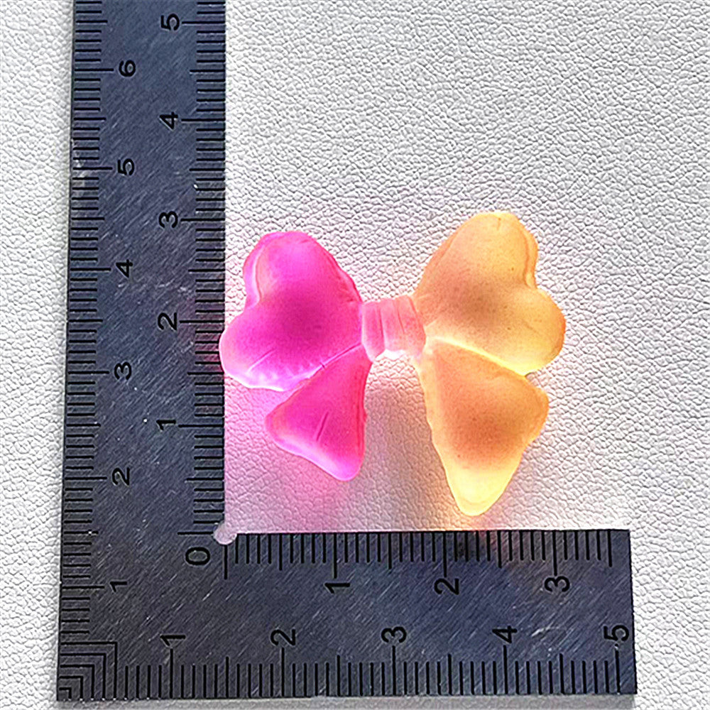 Matte Dual Color Bow Acrylic Beads 32mm Heart Shaped Loops 50pcs 3