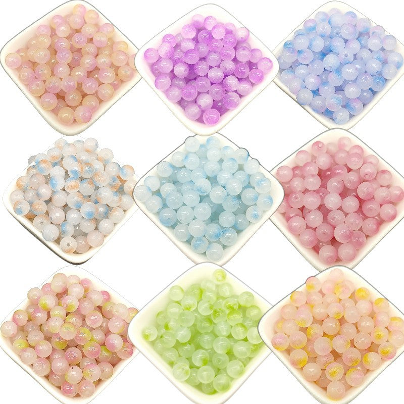 Dual Color Round Glass Beads 8mm Gradient Painted 100pcs 5