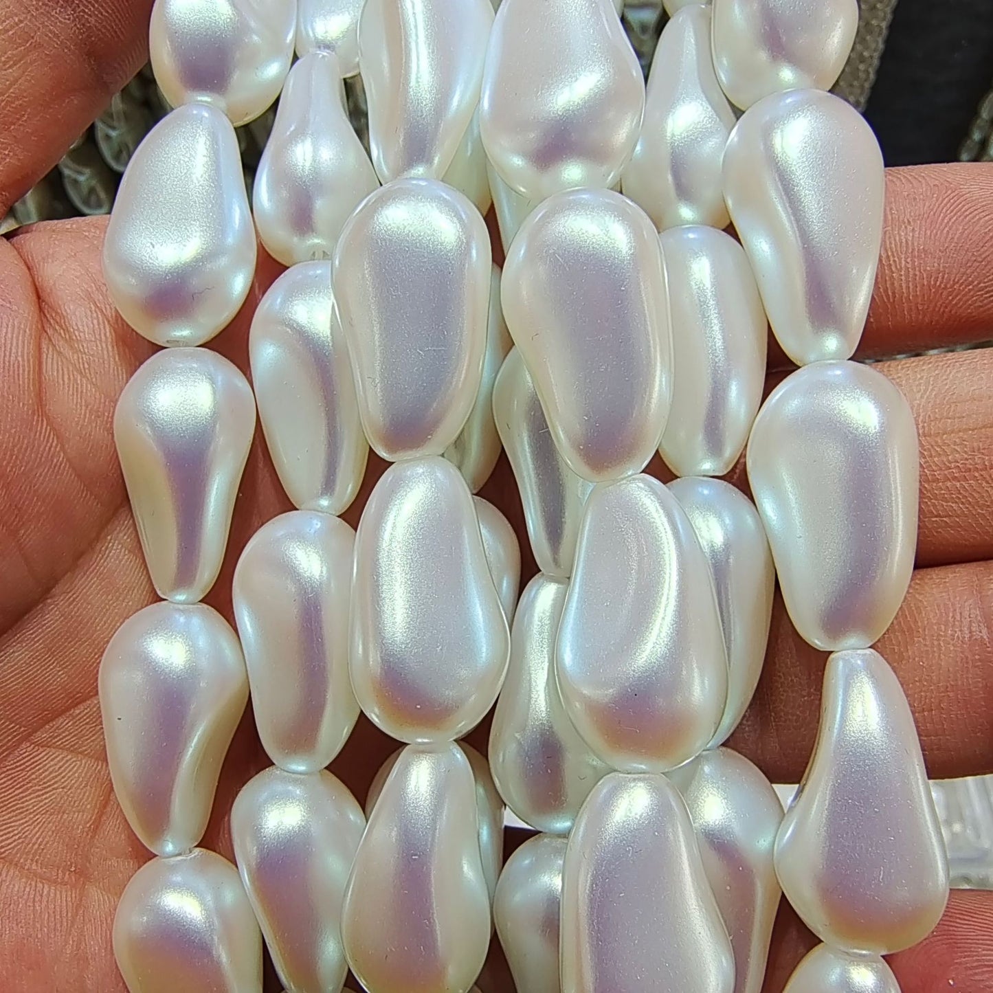 Imitation Pearl Glass Beads Irregular Shape Pastel Reflections 5pcs 2