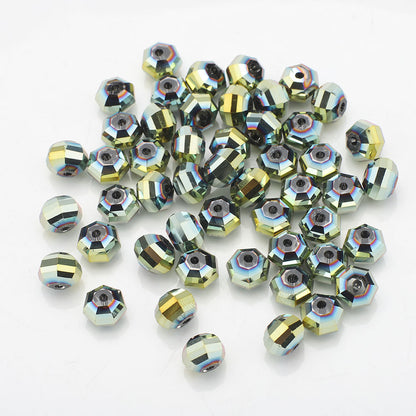 Faceted Glass Beads 8mm Watermelon Electroplated Iridescent 30pcs 26