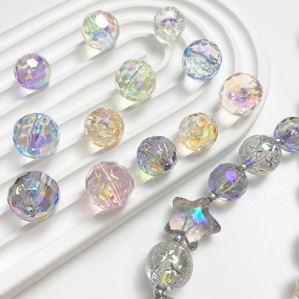 Transparent Football Faceted Acrylic Beads 14-16mm UV Plating 50pcs 2