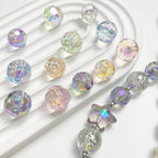 Transparent Football Faceted Acrylic Beads 14-16mm UV Plating 50pcs 2