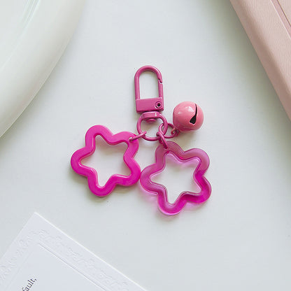 Acrylic Hollow Pentagram Star Keychain with Glossy Bell Charm 8