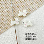 Baking Painted Bow Puppy and Dotted Kitten Metal Beads 15mm 20pcs 6