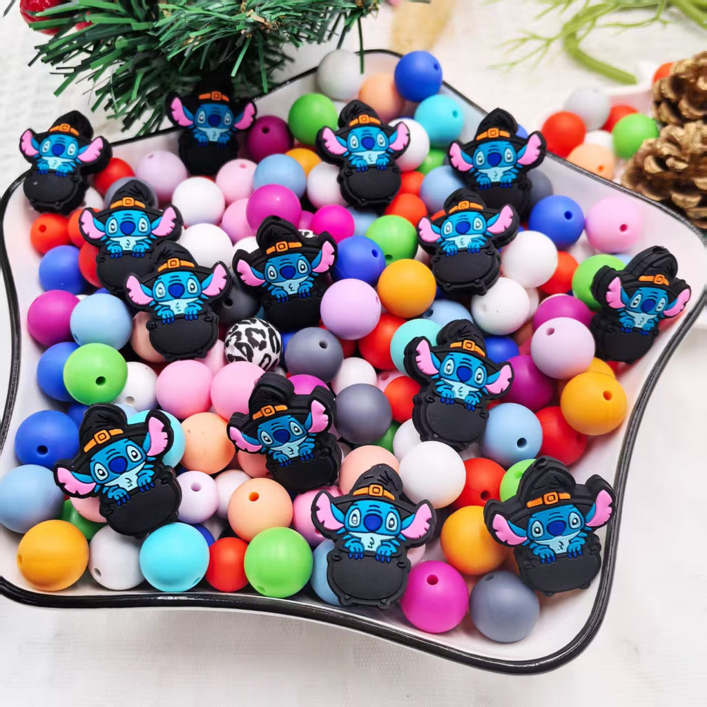 Silicone Focal Beads Wizard Hat Stitch Holding Black Witch Hat 20pcs 4