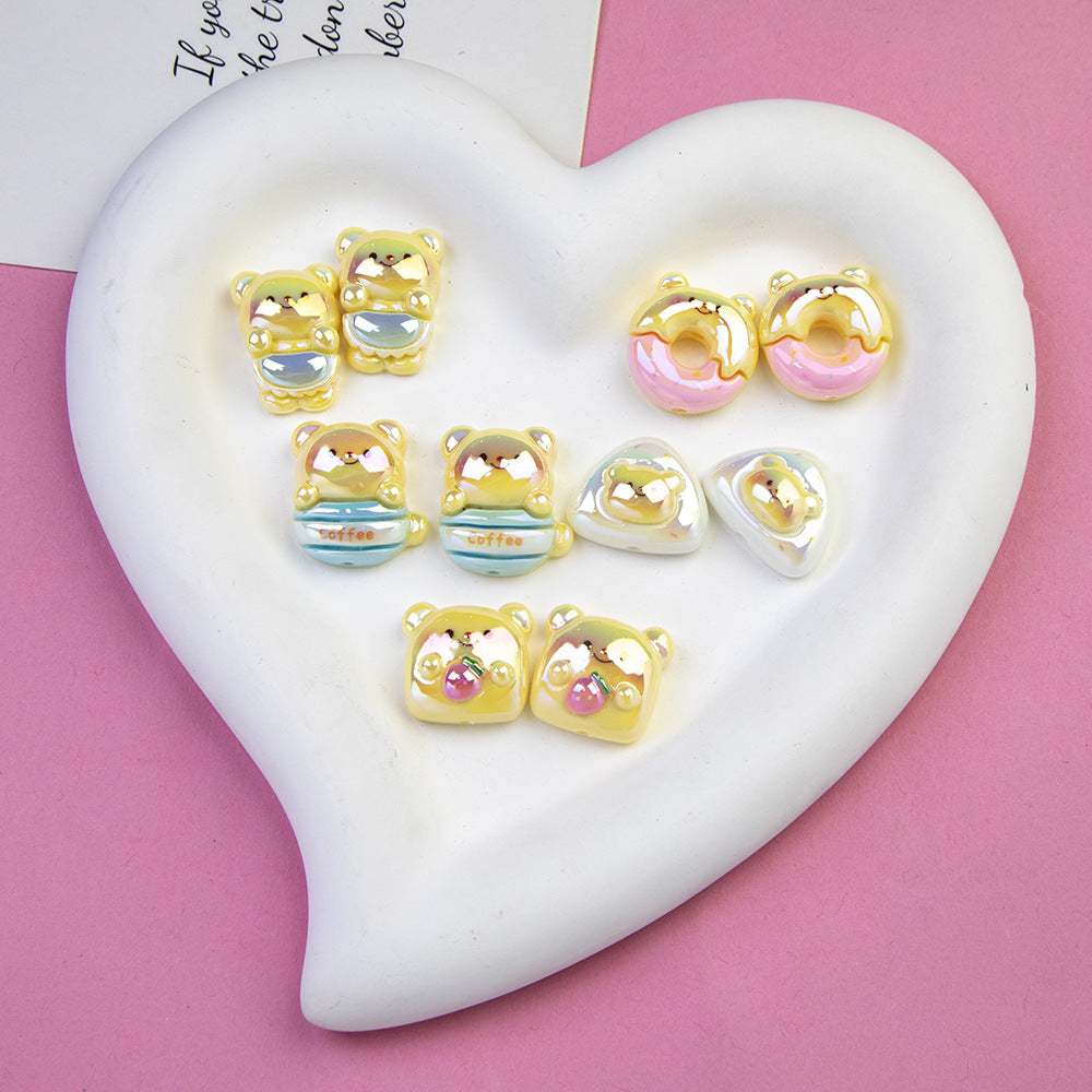 Plating Adorable Butter Bear Resin Beads Glossy Pastel Charms 20pcs 6