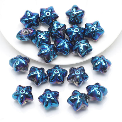 Electroplated Star Glass Beads 18mm Imitation Lunar Pit Texture 10pcs 9