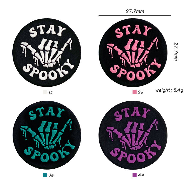 Silicone Focal Beads Ghost Finger Stay Spooky Lettering 20pcs 2