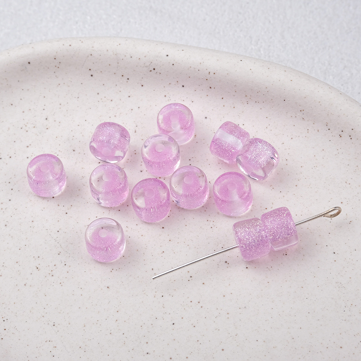 Clear Glitter Resin Barrel Beads 6 8mm Mixed Colors 50pcs 11