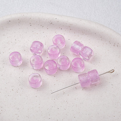 Clear Glitter Resin Barrel Beads 6 8mm Mixed Colors 50pcs 11