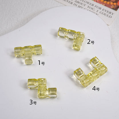 Clear Terris Block Acrylic Beads 20mm Translucent Geometric 50pcs 11