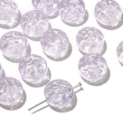 Transparent Floral Round Glass Beads 13mm Pastel Mixed 20pcs 5