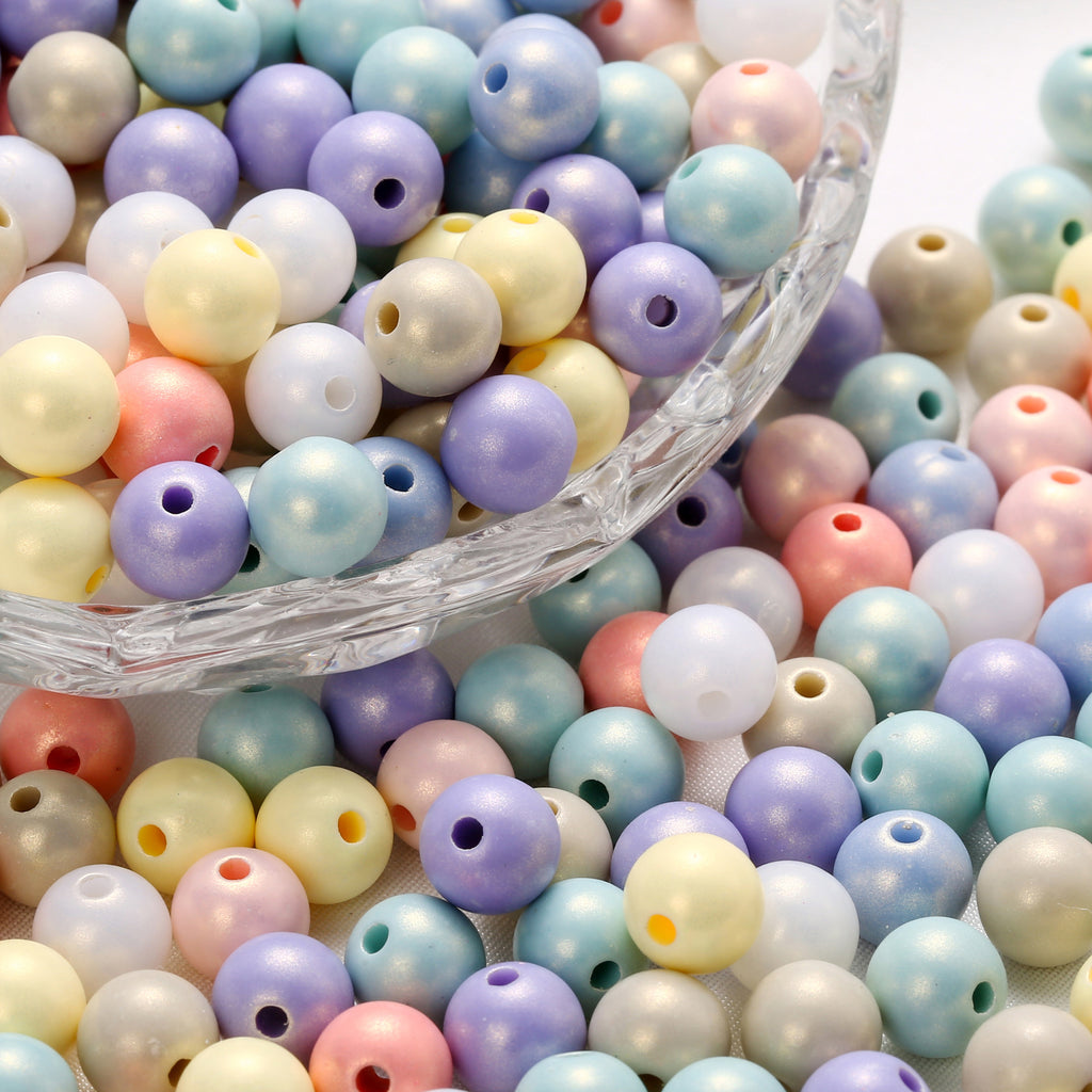 Imitation Pearl Acrylic Beads 8mm-12mm Macaron Colored Pastel