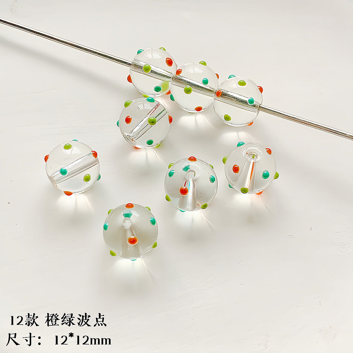 Hand Painted Transparent Glass Beads 12-14mm Christmas Series 1pc 31
