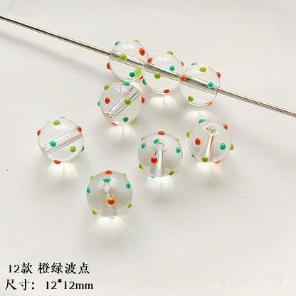 Hand Painted Transparent Glass Beads 12-14mm Christmas Series 1pc 31