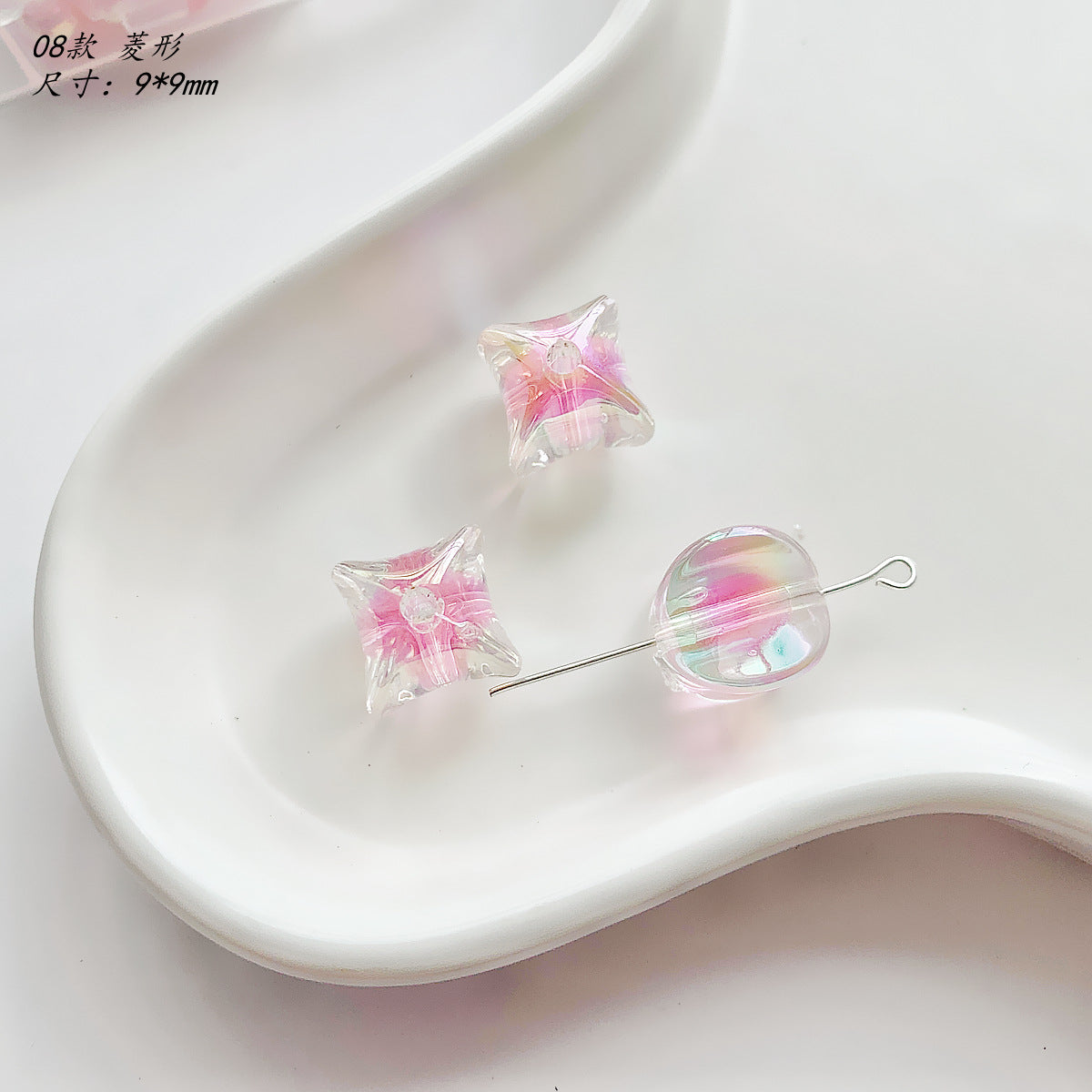 Pink Series Butterfly Flower Acrylic Beads Transparent 1pc 13