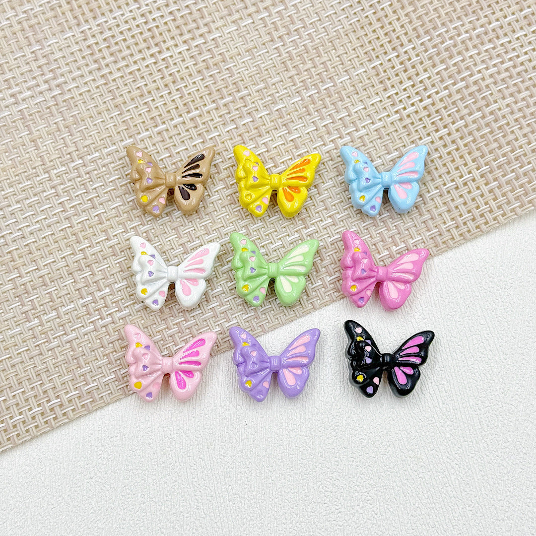 Flower Butterfly Metal Beads 16-20mm Baking Painted Glossy Finish 10pcs