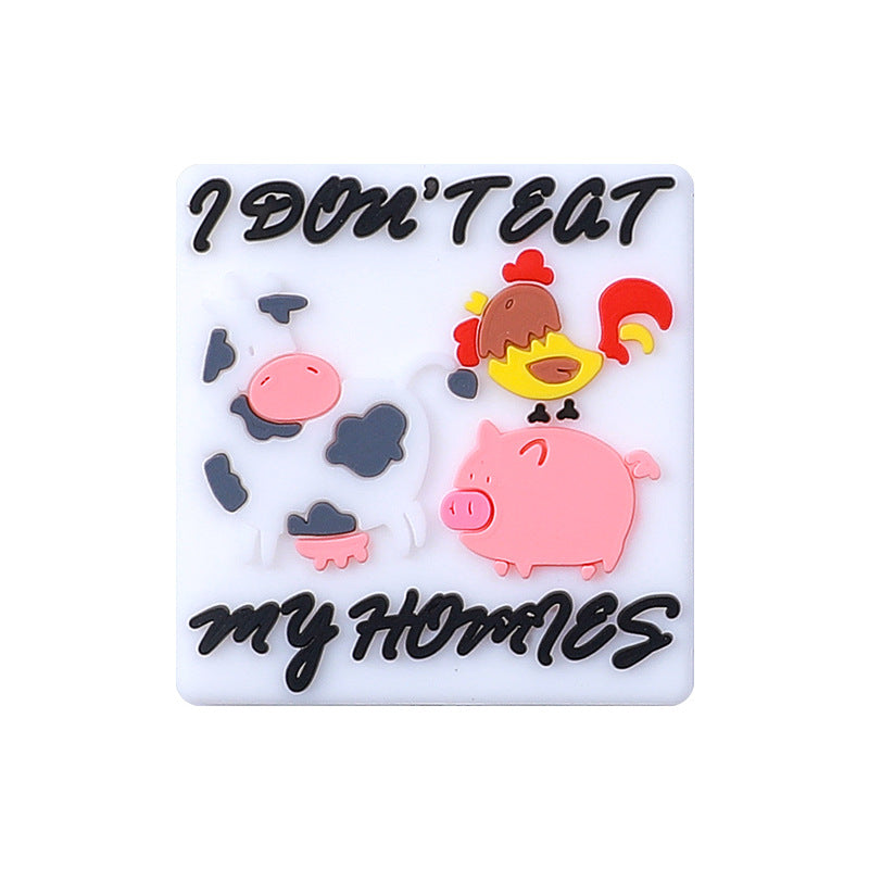 Silicone Focal Beads Unicorn KT Happy Birthday Layered Text 20pcs 9