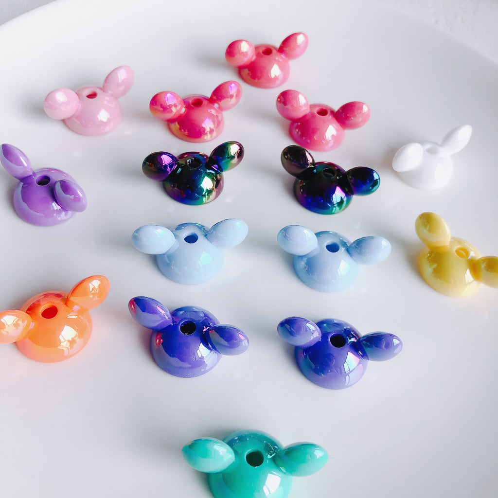 UV Plating Mickey Acrylic Bead Caps 18mm Glossy Mixed Colors 20pcs