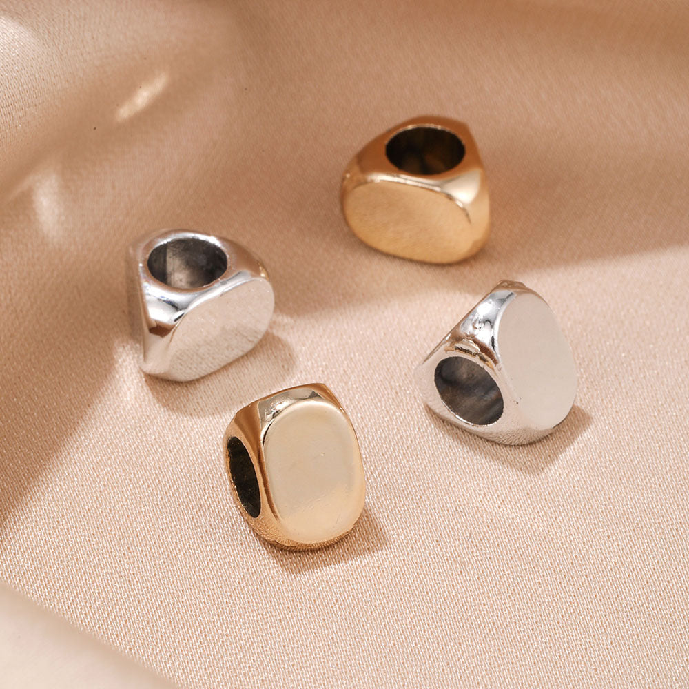 Triangular Metal Beads 9mm Smooth Large Hole Zinc Alloy 10pcs