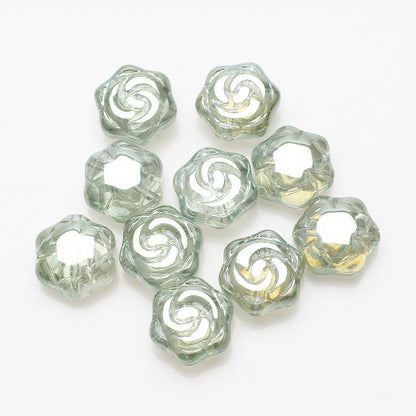 Electroplated Rose Glass Beads 16mm Transparent Iridescent 20pcs 10