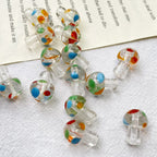Hand Painted Mushroom Glass Beads 18mm Colorful Dotted Enamel 1pc 4