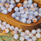 Frosted Round Glass Beads 8mm Marbled Soft Matte Gold Veining 50pcs 20