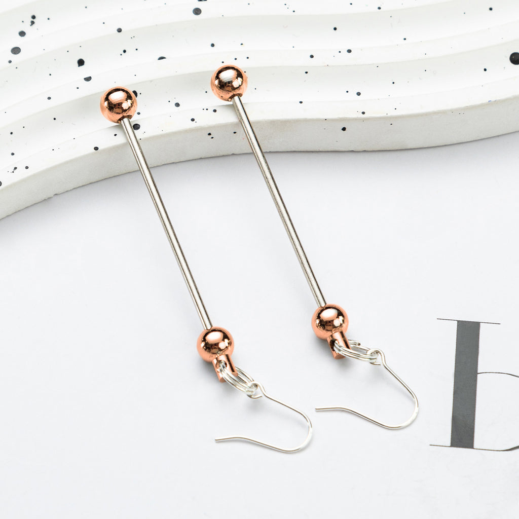 Beadable Earrings Metal Colorful Bar 7.8cm 4.4g Wholesale 6