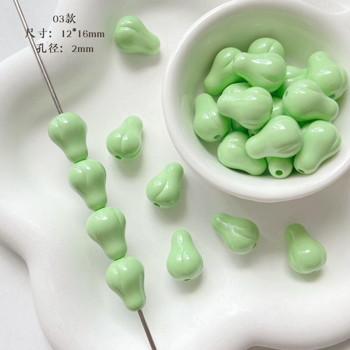 3D Fruit Series Acrylic Beads Playful Glossy Mixed Colors 50pcs 6